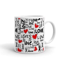 Love Yazı Desenli Kupa Bardak