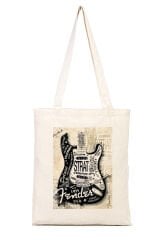 Gitar Desenli Bez Omuz Çantası