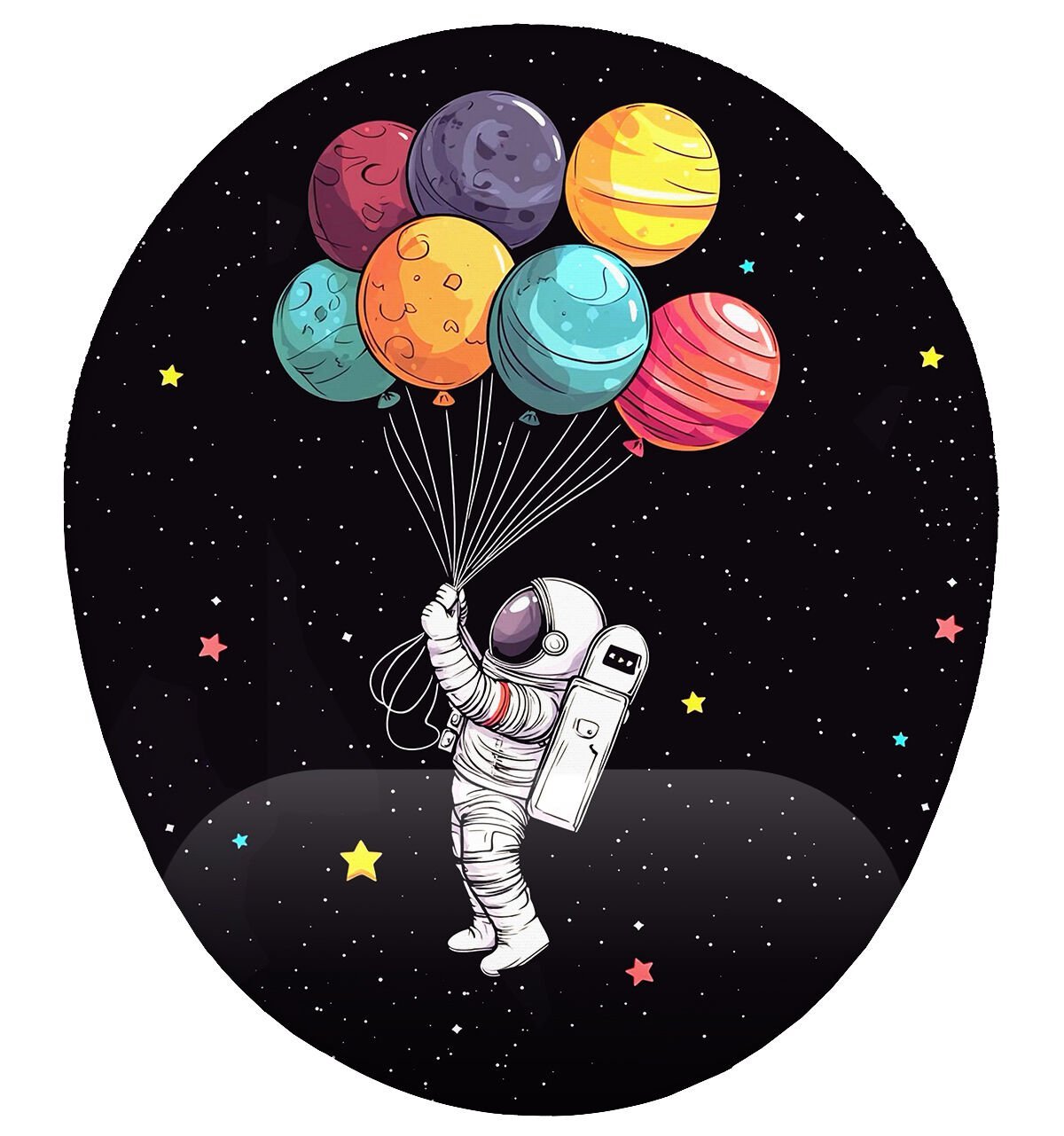 Astronot ve Uçan Gezegenler Bilek Destekli Mouse Pad