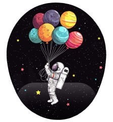 Astronot ve Uçan Gezegenler Bilek Destekli Mouse Pad