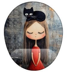 Kız ve Kedi Bilek Destekli Mouse Pad
