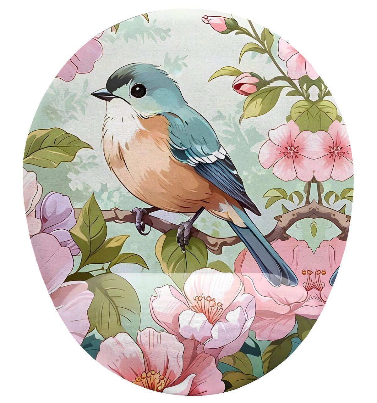Kuş ve Çiçekler Bilek Destekli Mouse Pad