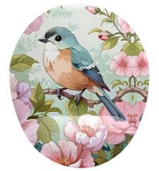 Kuş ve Çiçekler Bilek Destekli Mouse Pad