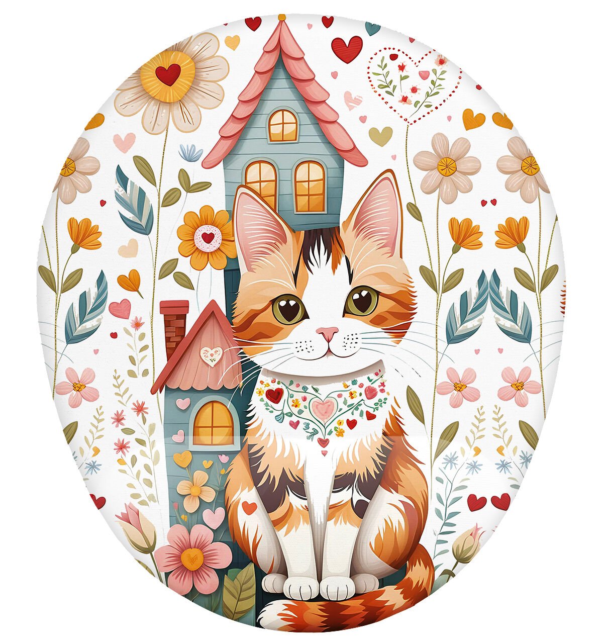 Kedi ve Çiçekler Bilek Destekli Mouse Pad
