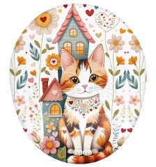 Kedi ve Çiçekler Bilek Destekli Mouse Pad